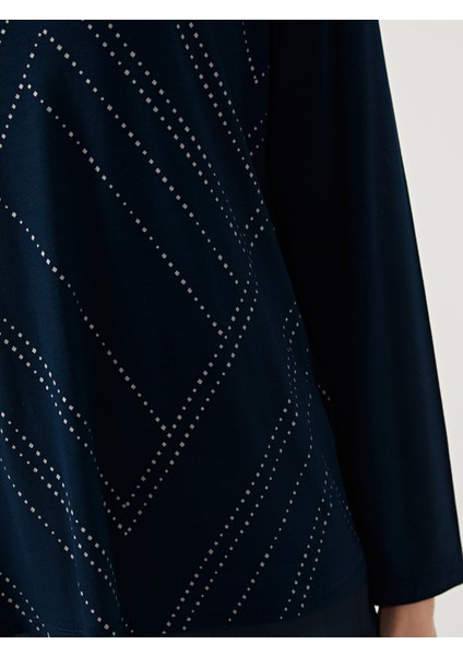 Yeni Sezon Bisiklet Yaka Taşlı Kadın Bluz modelleri