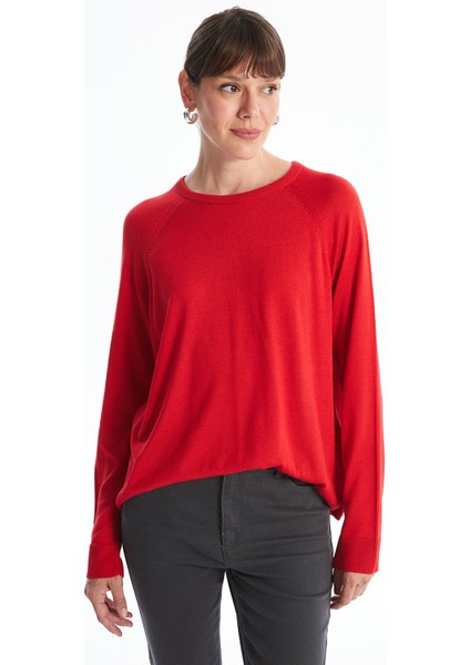 Yeni Sezon Bisiklet Yaka Düz Uzun Kollu Kadın Triko Kazak