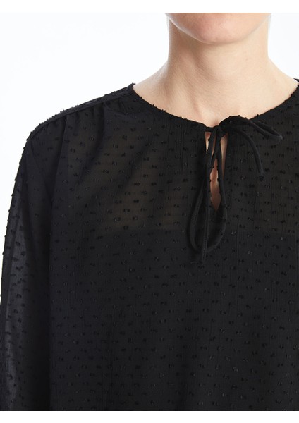 Yeni Sezon Bağlamalı Yaka Dokulu Kadın Bluz modelleri