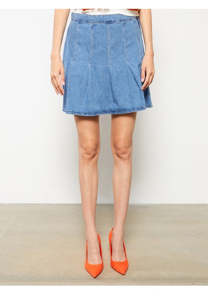 Yeni Sezon Düz Pileli Kadın Jean Etek fırsatları