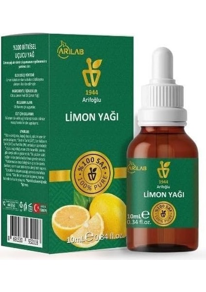 Arifoğlu Limon Yağı 10ML%100 Saf Arlab Lemon Oil Pure Citrus Limon Peel Oil