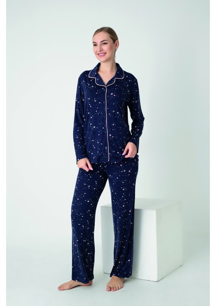 Kadın Viskon Önü Düğmeli Uzunkol Pijama Takım C840-901 fiyatları
