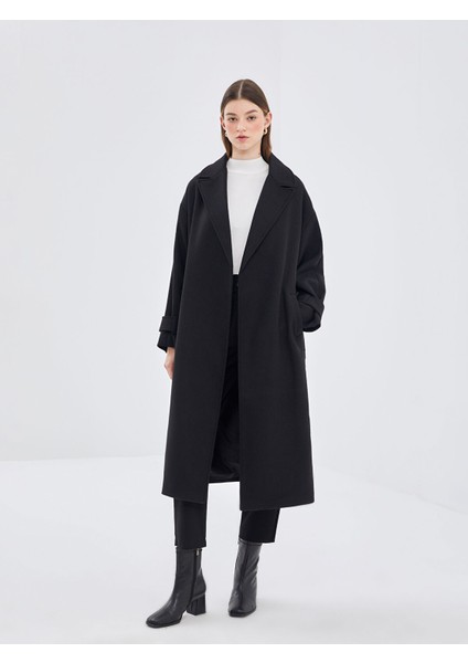 Yeni Sezon Ceket Yaka Kadın Kaşe Kaban