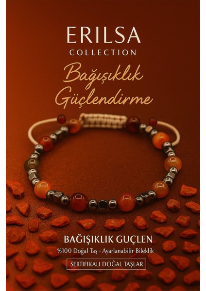 Sertifikalı Bağışıklık Güçlendirme Bilekliği – Çoklu Akik Doğal Taş (6 Mm)