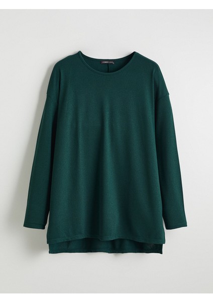 Yeni Sezon Büyük Beden Bisiklet Yaka Oversize Kadın Tişört modelleri