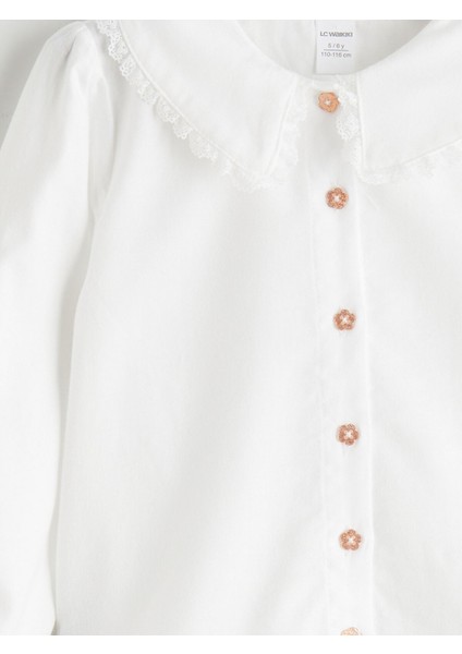 Yeni Sezon Bebe Yaka Dantel Detaylı Kız Çocuk Gömlek modelleri