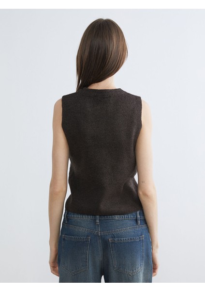 Yeni Sezon Bisiklet Yaka Kadın Triko Yelek fırsatları