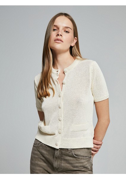 Yeni Sezon Bisiklet Yaka Ajurlu Kadın Triko Hırka