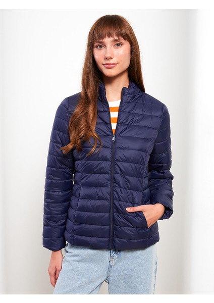 Yeni Sezon Dik Yaka Düz Uzun Kollu Kadın Şişme Mont