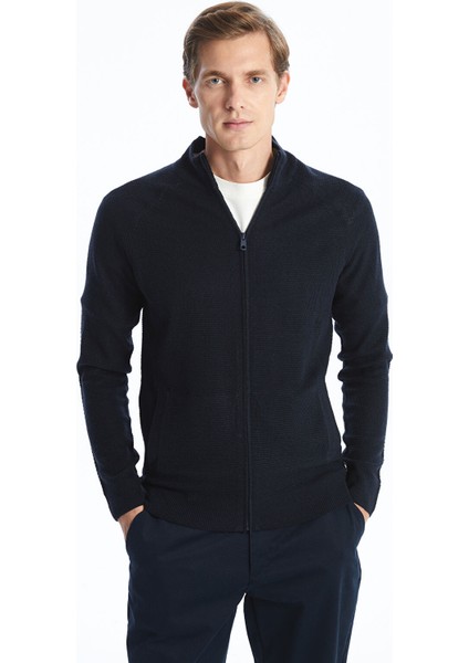 Yeni Sezon Standart Kalıp Dik Yaka Erkek Triko Hırka