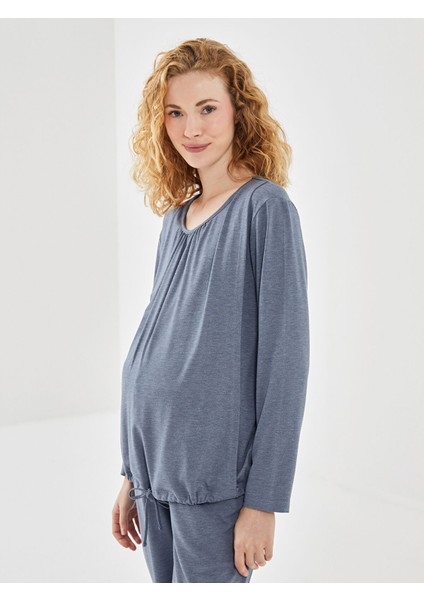 Yeni Sezon Bisiklet Yaka Düz Uzun Kollu Hamile Pijama Takımı fiyatları