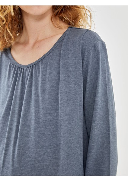 Yeni Sezon Bisiklet Yaka Düz Uzun Kollu Hamile Pijama Takımı modelleri