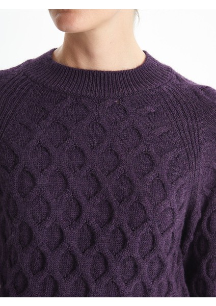 Yeni Sezon Bisiklet Yaka Kendinden Desenli Uzun Kollu Kadın Triko Kazak modelleri