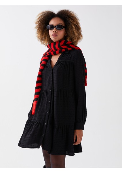 Yeni Sezon Puantiyeli Uzun Kollu Kadın Gömlek Elbise modelleri