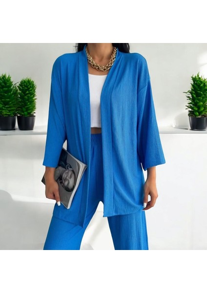 Sones Kozmetik Saks Rengi Ikili Takım Kadın Kimono