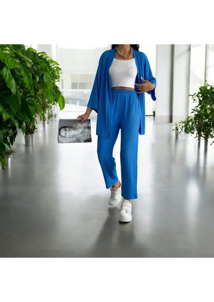 Sones Kozmetik Saks Rengi Ikili Takım Kadın Kimono modelleri