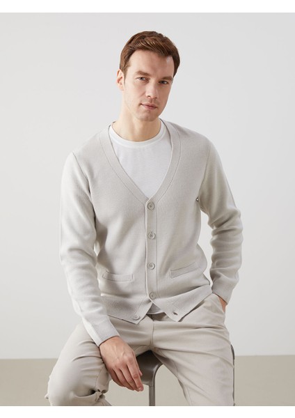 Yeni Sezon Standart Kalıp V Yaka Erkek Triko Hırka