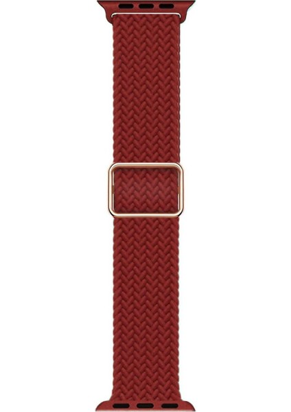 Series 9 45MM Için Kordon Knitted Fabric Loop Kırmızı [ Series 9 45MM ile Uyumlu Kordon - Kırmızı]