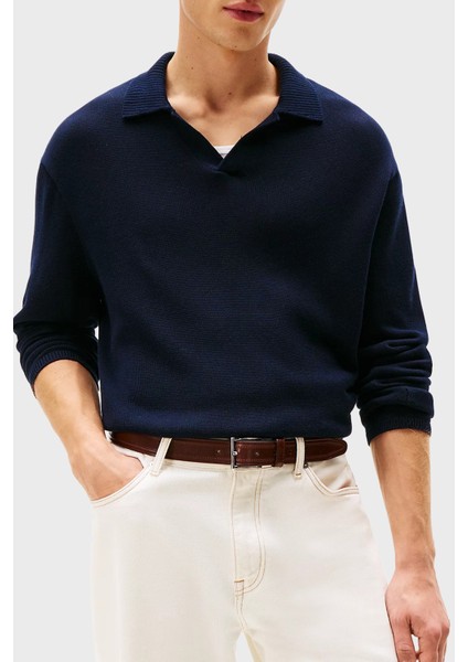 Pamuklu Regular Fit Logolu Polo Yaka Sweat Erkek Polo Yaka Sweat MW0MW40444 Dw5