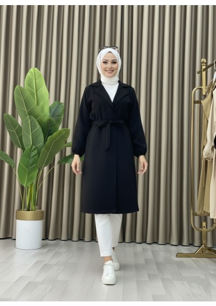 Bondit Kumaş Cepli Kuşaklı Kadın Trençkot indirimleri