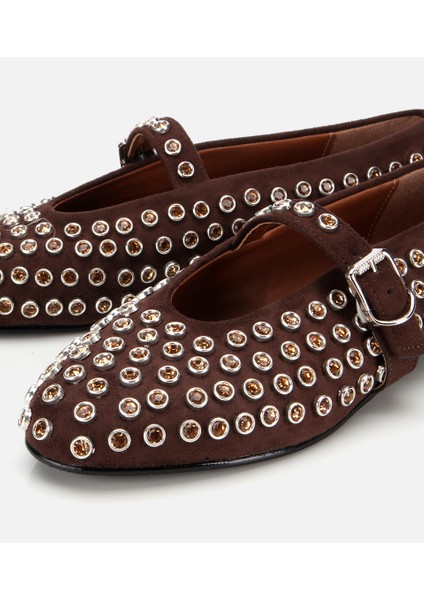 01AYH317290A480 KADIN Süet Kahverengi Taşlı Babet modelleri