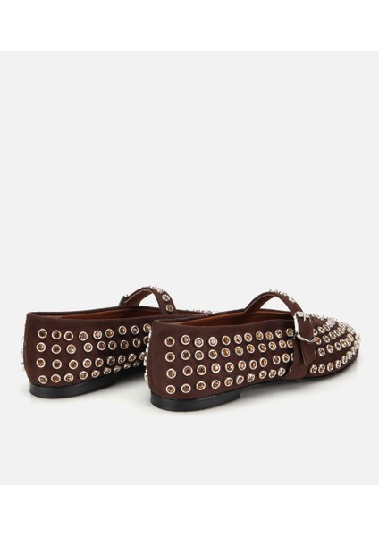 01AYH317290A480 KADIN Süet Kahverengi Taşlı Babet fırsatları