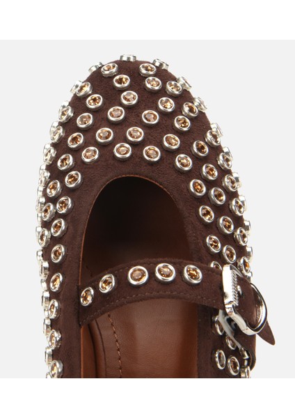 01AYH317290A480 KADIN Süet Kahverengi Taşlı Babet indirimleri