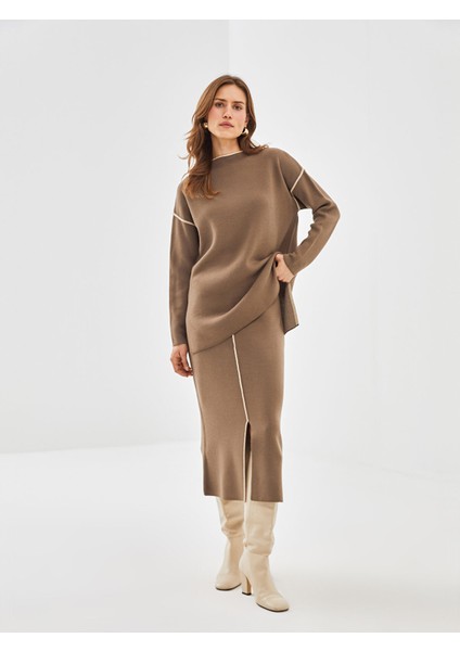 Yeni Sezon Beli Lastikli Dar Fit Kadın Triko Etek