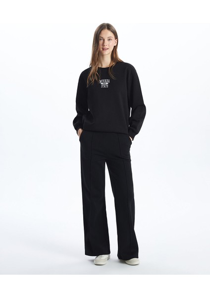 Yeni Sezon Bisiklet Yaka Nakışlı Kadın Kalın Sweatshirt fiyatları