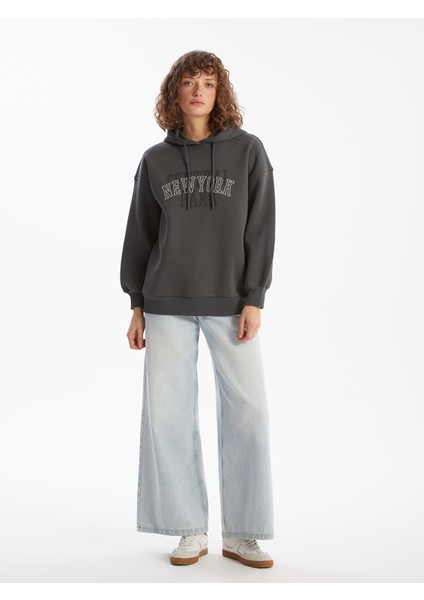 Yeni Sezon New York Baskılı Oversize Kadın Kalın Hoodie fiyatları