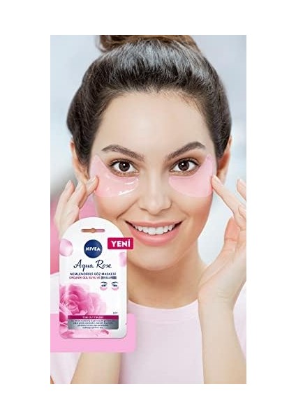 Nıvea Aqua Rose Hyaluron ve Organik Gül Suyu Içeren Nemlendirici Göz Maskesi 1 Çift 1 Paket (50 G)