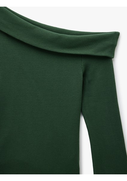 Pamuklu Slim Fit Uzun Ispanyol Kollu Omzu Açık Tişört modelleri