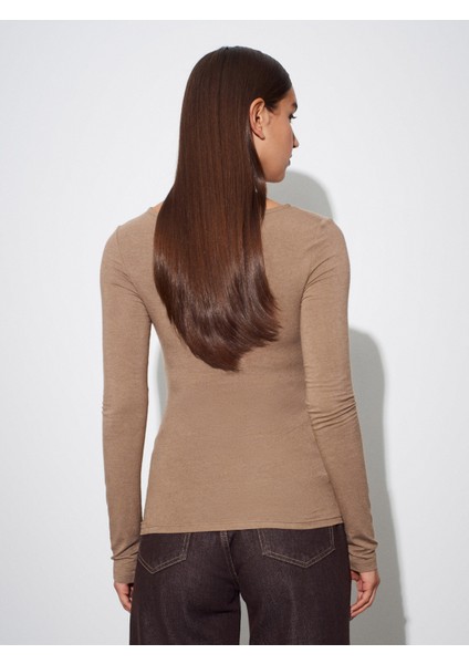 32325 Kayık Yaka Uzun Kollu Top-Vizon modelleri