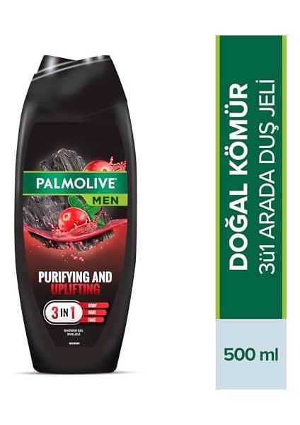 Palmolive Men Purifiying & Uplifting 3&apos;ü 1 Arada Doğal Kömür Erkek Duş Jeli 500 ml