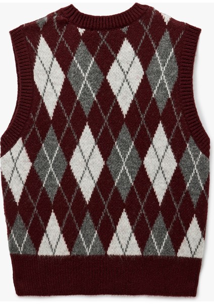 Bisiklet Yaka Kolsuz Triko Baklava Desenli Yelek fiyatları