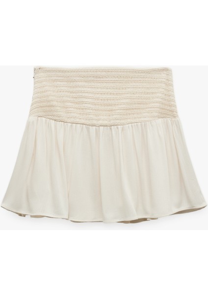 Viskon Kumaş Kroşe Detaylı Boncuk Işlemeli Mini Kloş Etek fırsatları