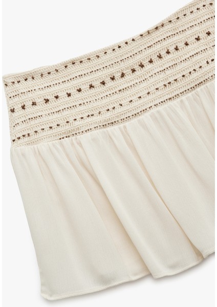 Viskon Kumaş Kroşe Detaylı Boncuk Işlemeli Mini Kloş Etek indirimleri