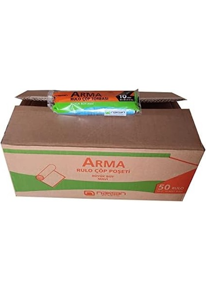 Arma Standart Büyük Boy 50 Litre Çöp Torbası Poşeti / 65 x 80 cm - Mavi - 10 Adetlik 10 Rulo
