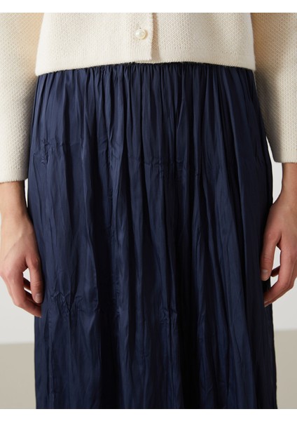 Yeni Sezon Beli Lastikli Saten Kadın Etek modelleri