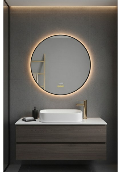 Akıllı Buhar Tutmaz Hareket Sensörlü 3 LED Işıklı Dekoratif Banyo Aynası 90 cm