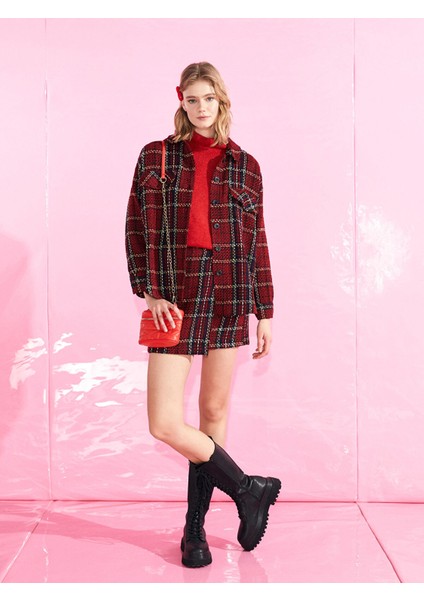 Yeni Sezon Kemer Kapamalı Ekose Kadın Etek