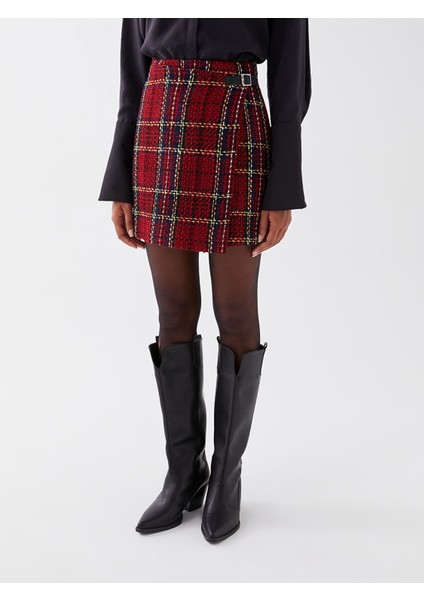 Yeni Sezon Kemer Kapamalı Ekose Kadın Etek indirimleri