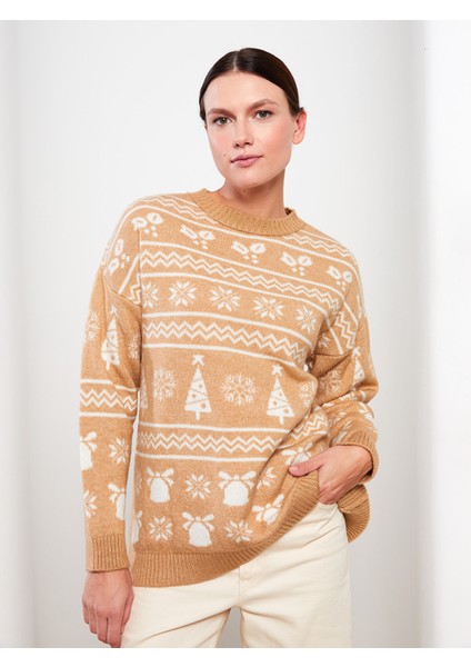 Yeni Sezon Bisiklet Yaka Yılbaşı Temalı Uzun Kollu Kadın Triko Kazak fiyatları