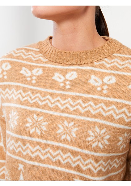 Yeni Sezon Bisiklet Yaka Yılbaşı Temalı Uzun Kollu Kadın Triko Kazak fırsatları