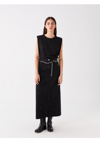 Yeni Sezon Standart Fit Kadın Jean Etek fiyatları