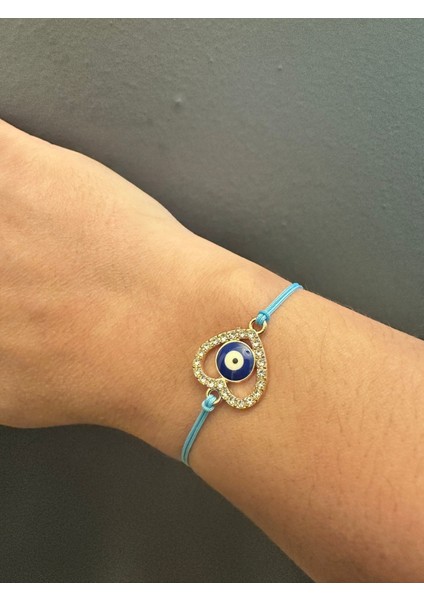 Zirkon Taşlı Kalp Ip Bileklik