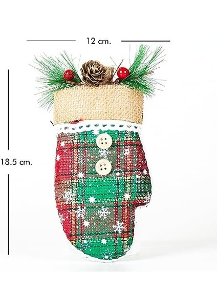 Ekose Desenli Dekorlu Berry&apos;li Yılbaşı Eldiven Kırmızı-Yeşil 12X18.5 Cm. fiyatları