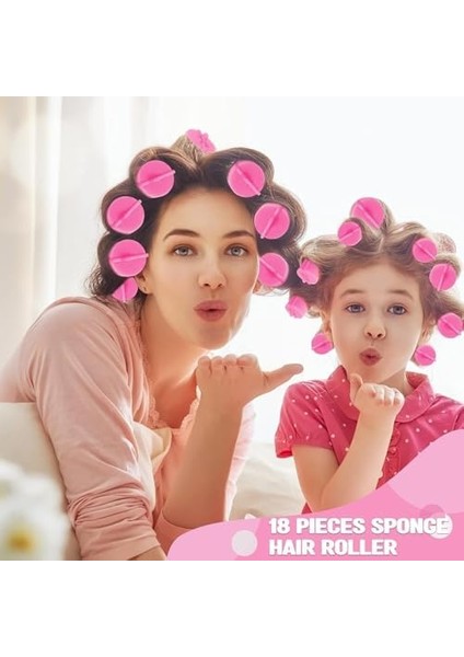 Bolivia&apos;s Sünger Saç Bigudileri, 18 Parça Yumuşak Köpük Saç Şekillendirici, 40 mm Büyük Boy, Dıy Dalgalı Saç Stili Aletleri, Isısız Kuaför Saç Bigudisi, Kadınlar Için (Pembe)
