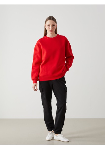 Yeni Sezon Bisiklet Yaka Düz Oversize Kadın Kalın Sweatshirt fiyatları