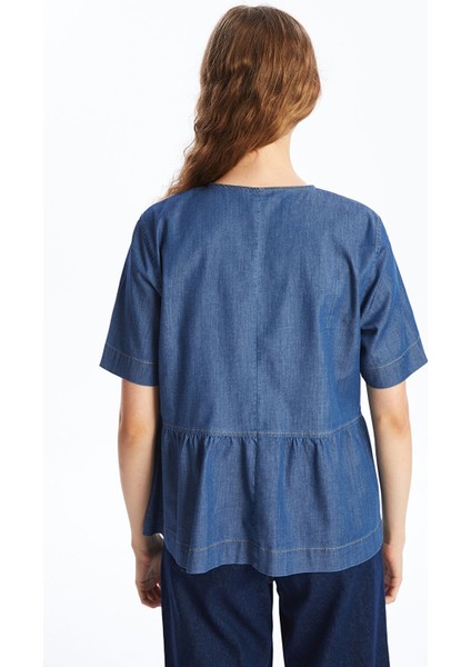 Yeni Sezon Bisiklet Yaka Kısa Kollu Kadın Jean Gömlek fırsatları